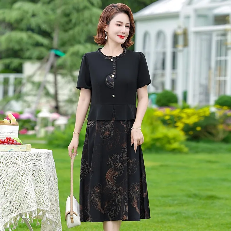 Шифоновое платье с имитацией двух частей женское летнее модное тонкое шелковое