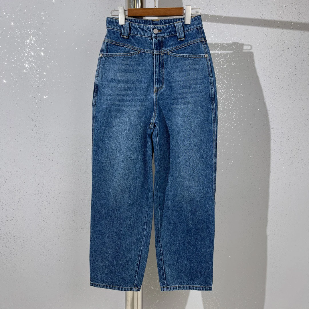 Spring and summer high-waisted pants waist seal simple straight style