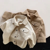 autumn korean blouse summer fashion clothing plain kids tops cotton baby boys long sleeved shirts for 1 8 years camisas hemden