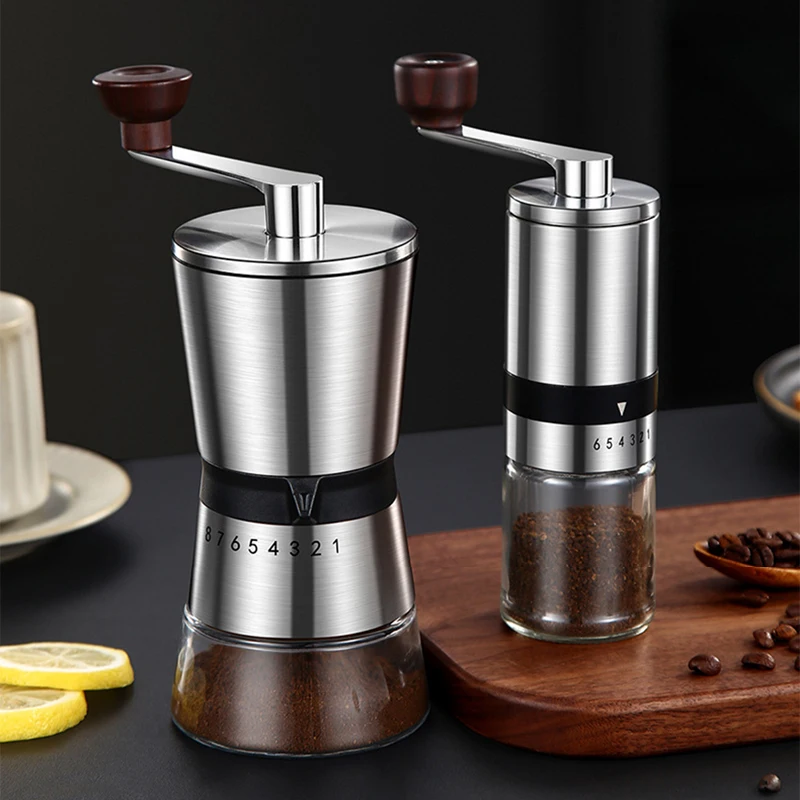 

Coffee Grinder Hand Coffee Mill with Ceramic Burrs 6/8 Adjustable Settings Portable Hand