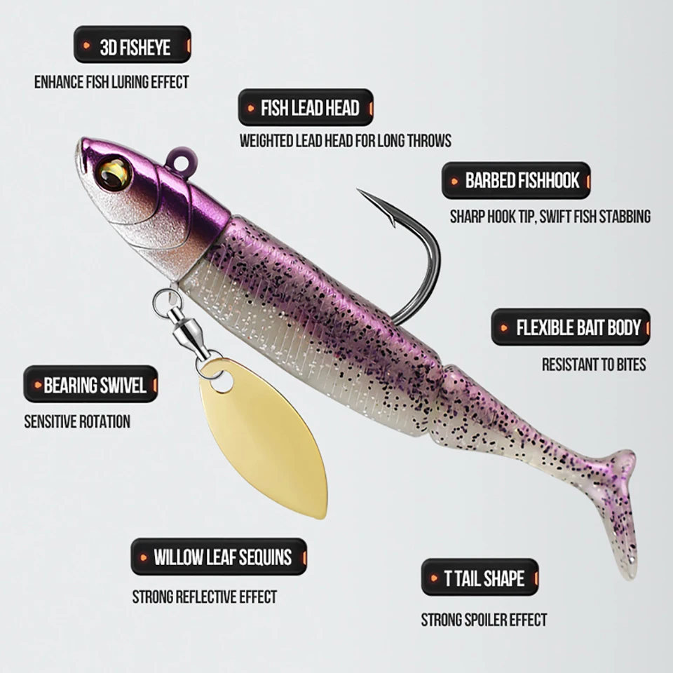 Рыболовные приманки GOBYGO 20 г/95 мм джиг-голова Т-образный хвост силиконовая