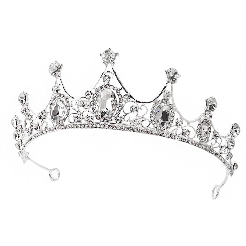 

Wedding Hair Tiara Crystal Bridal Tiara Crown Silver Color Diadem Veil Tiaras Wedding Hair Accessories Headpieces Head Jewelry