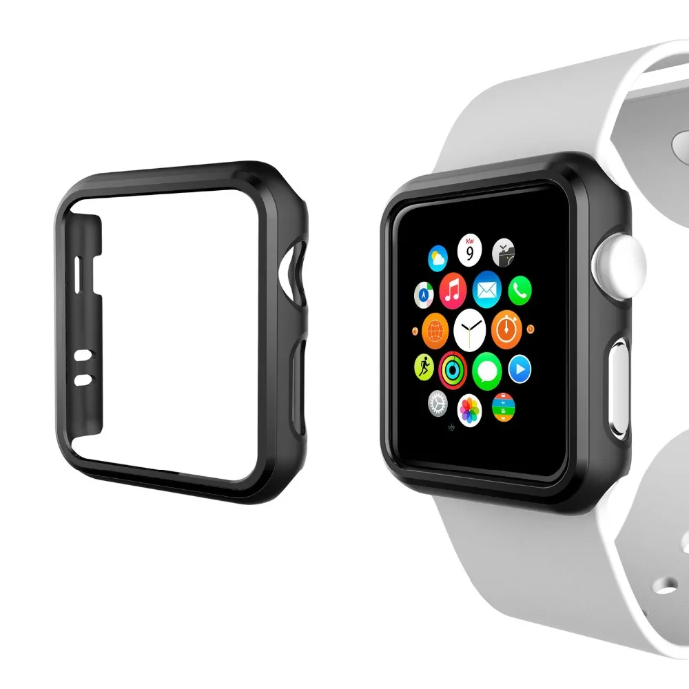 

Fashion Black Slim Case Cover Protect shell For Apple Watch Case 38 42 40 44 series 1/2/3/4 frame PC thin Case Watch Accessories