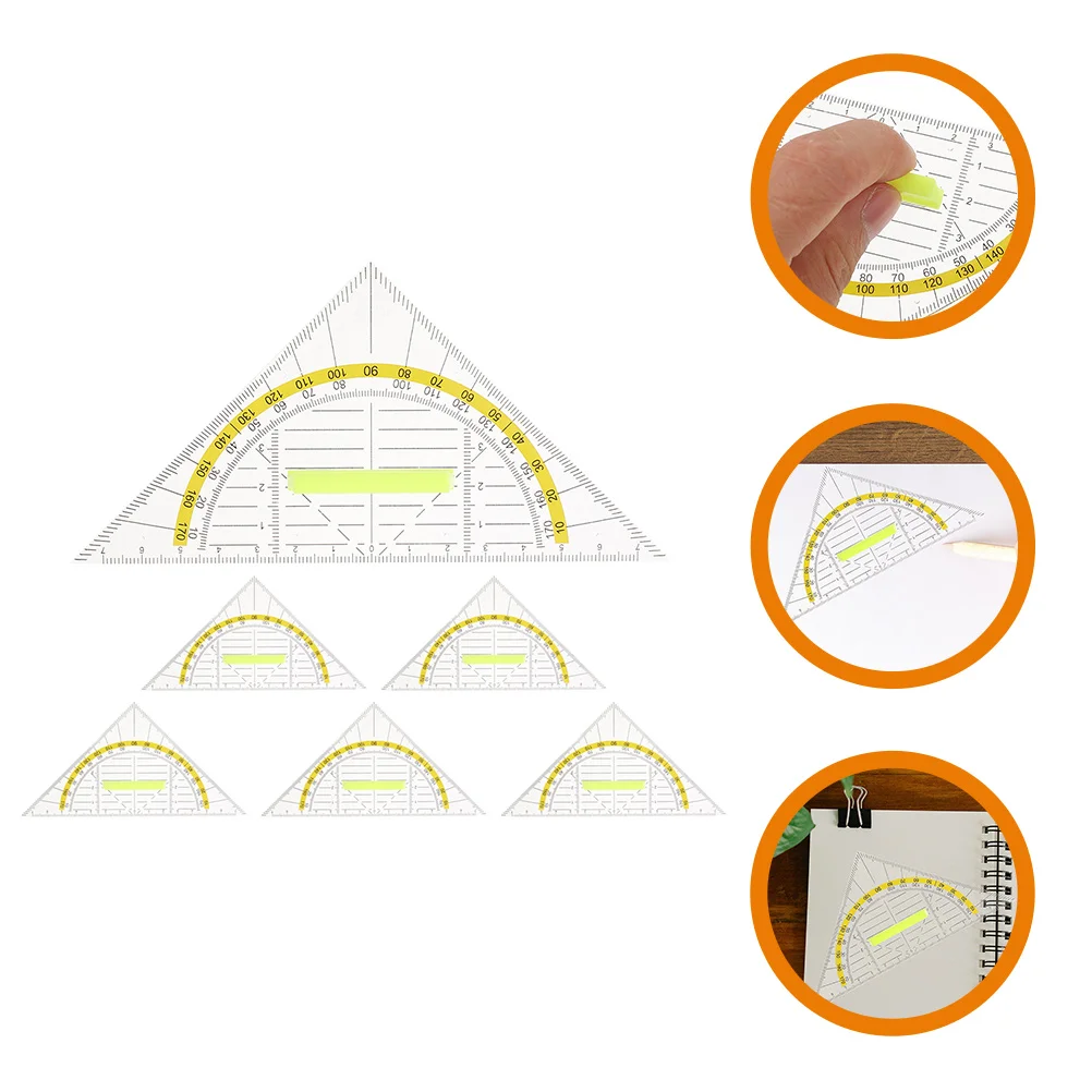 

6 Pcs Triangle Rulers Geometry Stationery Measuring Measurement Rules Plastic Drawing Kit Square Squares