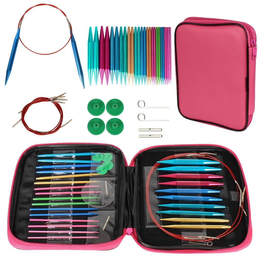 

Circular Knitting Needles Set 26Pcs Interchangeable Crochet Needles for Beginners Gift for Crochet Yarn Knitting Accessories Kit