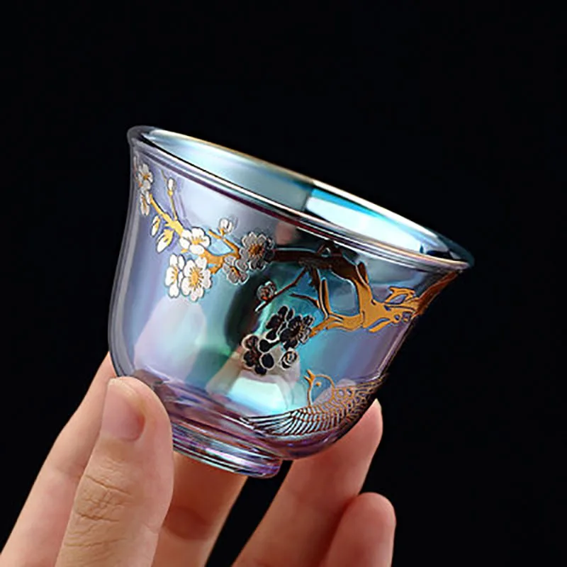 

Цветная стеклянная термостойкая чайная чашка утолщенная чайная чашка Gaiwan с блюдцем утечка чая Китайский кунг-фу набор для чайной церемонии...