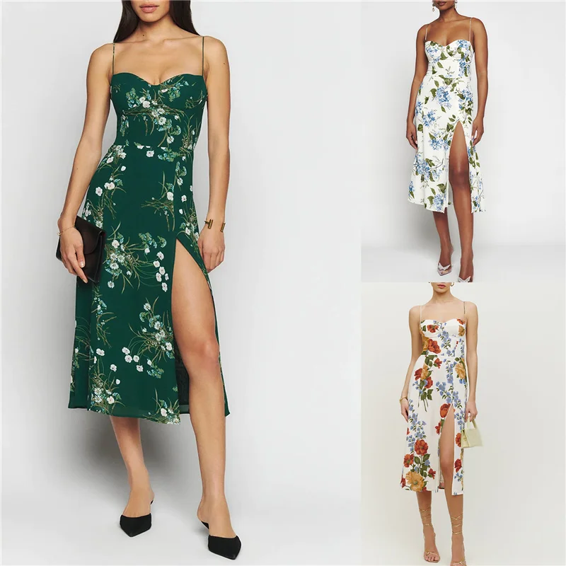 

Женское летнее платье-миди без рукавов, с цветочным принтом
