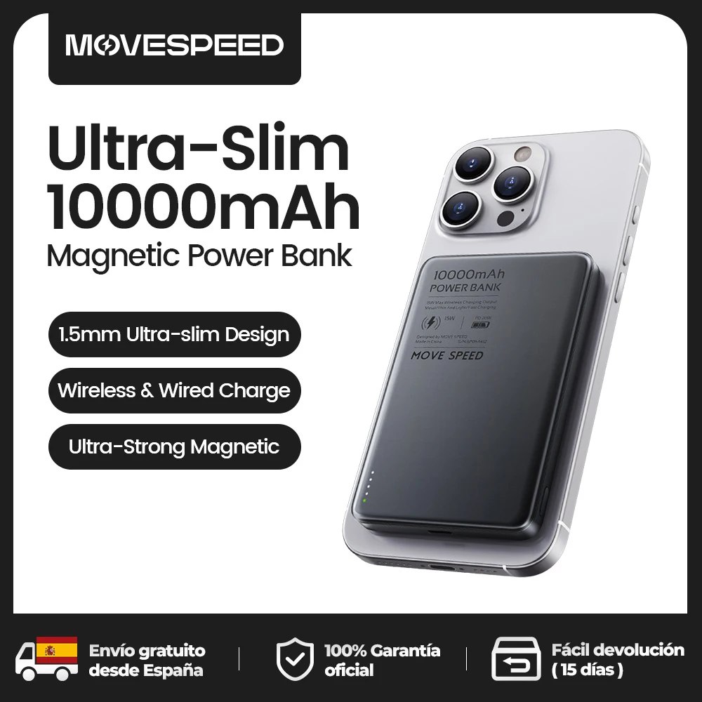 Power bank magnético MOVESPEED S10 10000 mAh carga rápida para iPhone y Samsung
