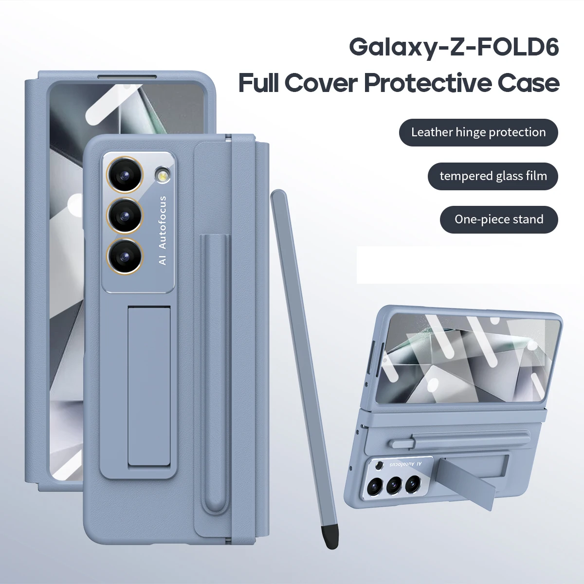Etui na Samsung Galaxy Z Fold 6 5 4 przyjazne dla skóry matowe skórzane uchwyty z miejscem pióro dotykowe folią hartowaną wstrząsoodporną
