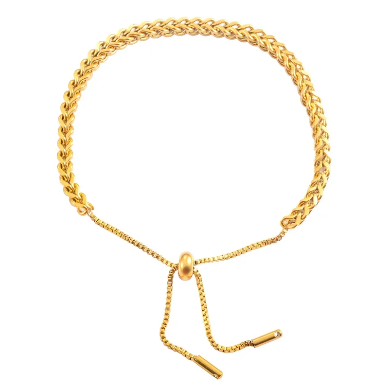 Регулируемый браслет из нержавеющей стали для женщин и мужчин пшеничная цепочка