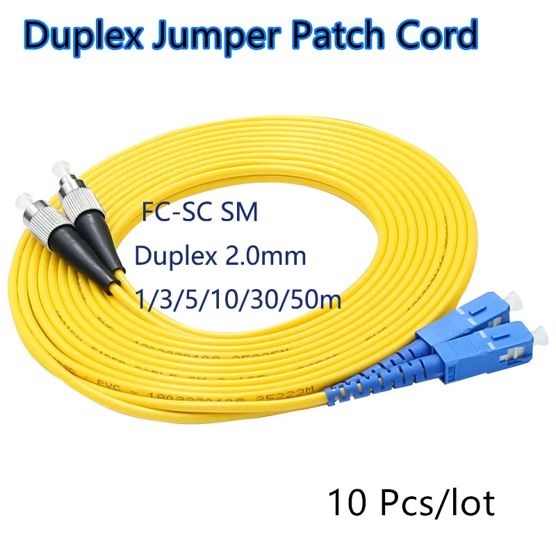 

10pcs/lot FC/UPC-SC/UPC Singlemode SM Duplex Fiber Optical Jumper Fiber Optic Patch Cord 1m/3m/5m/10m/30m/50m Free shipping