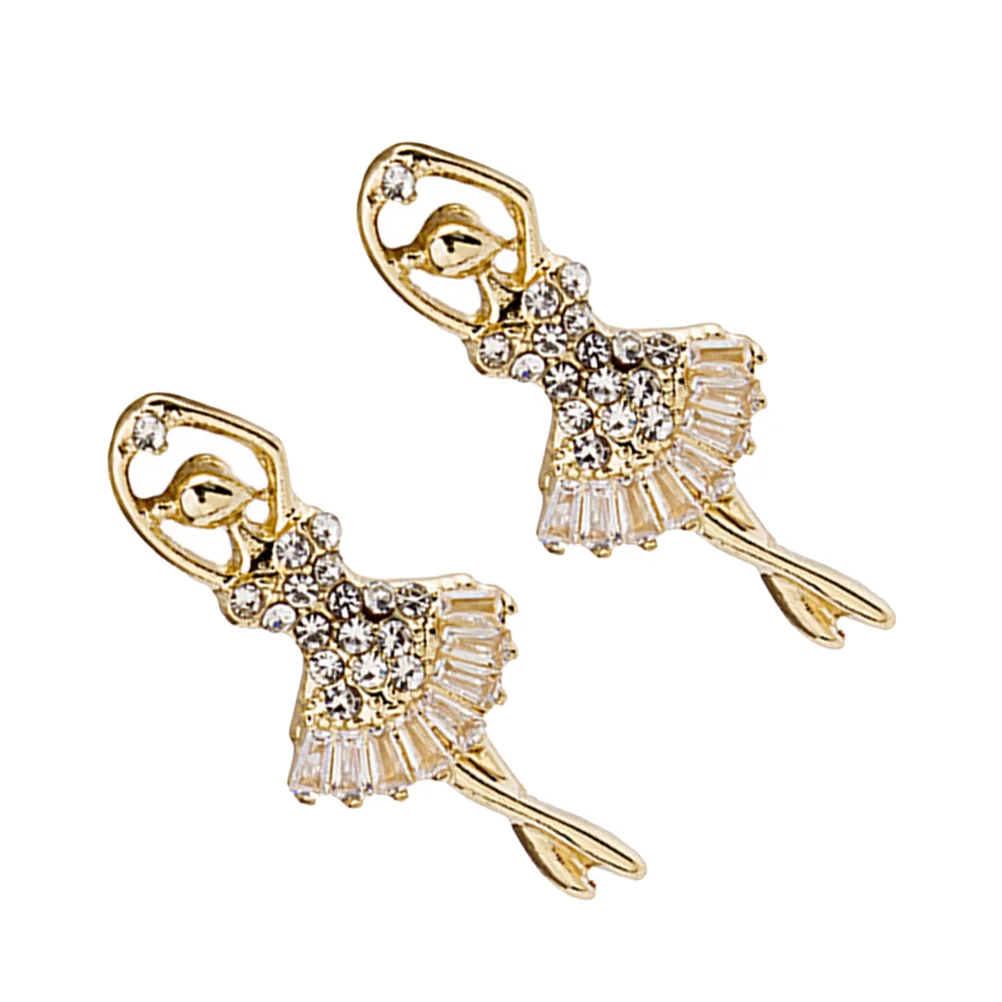 Серьги-гвоздики для танцевальной девушки с кубическим цирконием микро