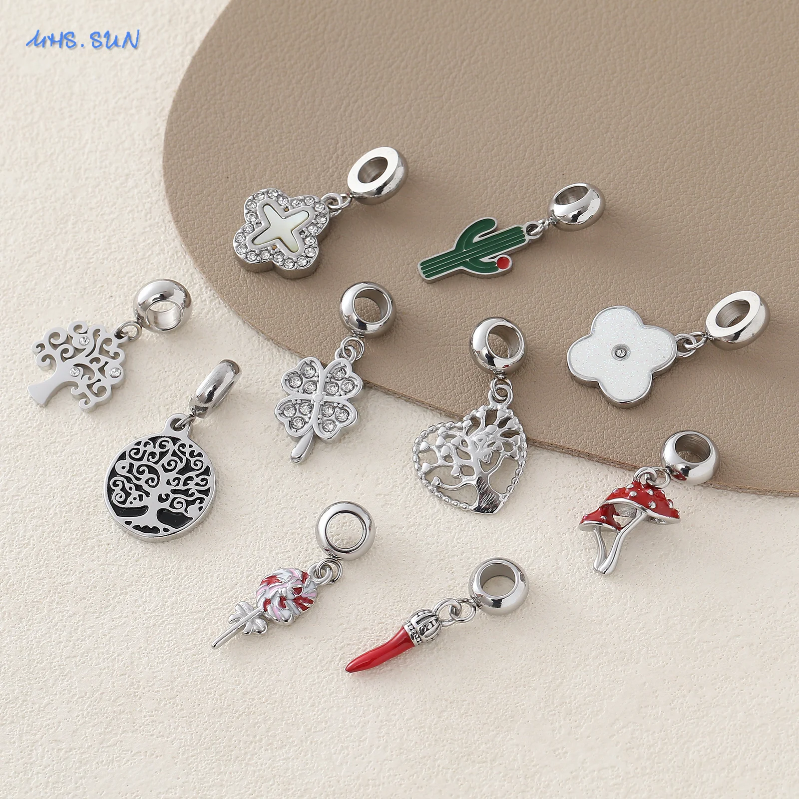MHS.SUN цветок/дерево жизни DIY браслеты с подвеской модные из нержавеющей стали для