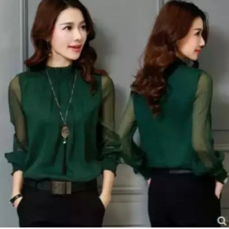 2024 корейский дизайн чувственная миниатюрная шифоновая блузка небольшой