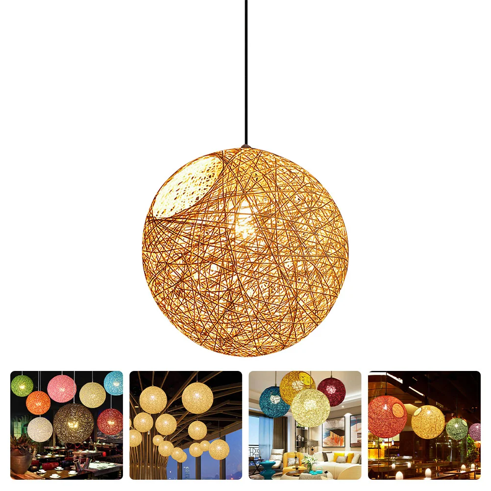 

Light Lamp Rattan Ceiling Pendant Chandelier Hanging Weaving Fixturebasket Woven Fixtures Led Globe Flush Mount Modern Bedroom