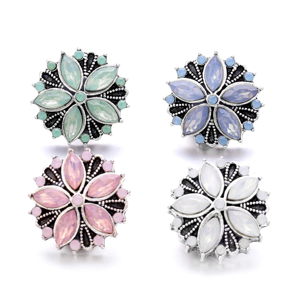 

10Ppcs/Lot New Snap Jewelry DIY Charms Metal Crystal Rhinestone Gemelos Accessories Fit 18mm Snap Button Bracelet Necklace B371