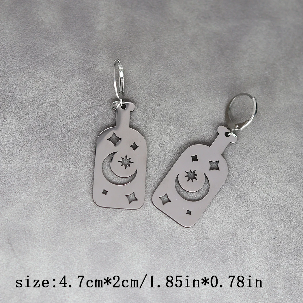 Серьги-кольца женские из нержавеющей стали с изображением луны и звезд