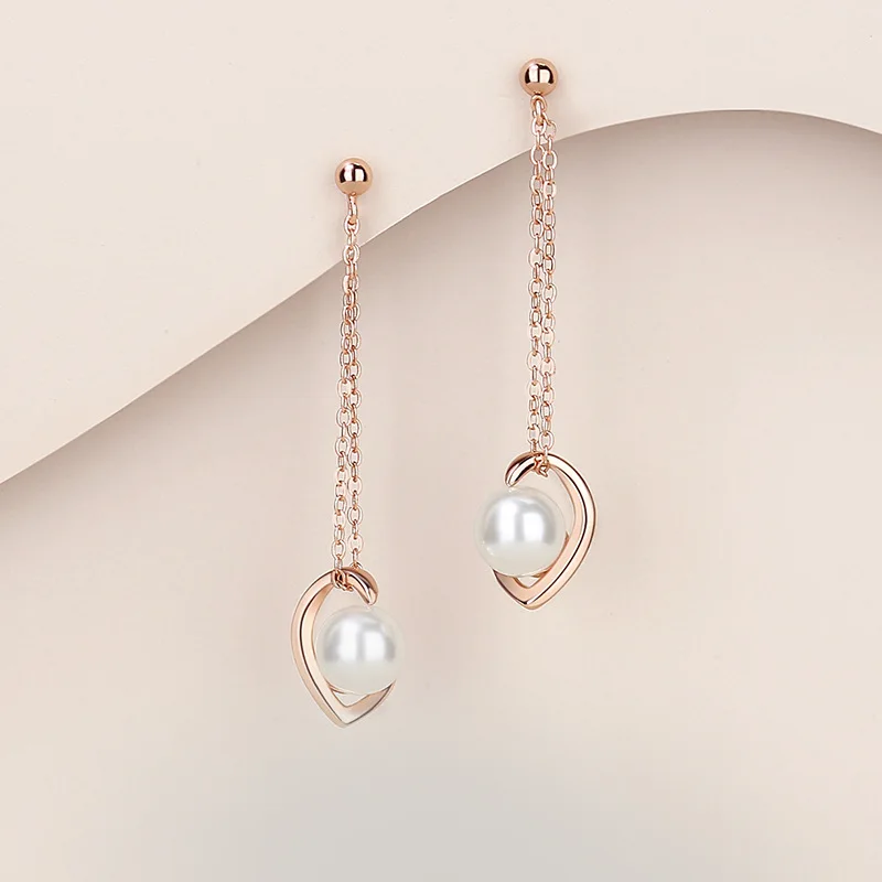 

925 Sterling Silver Love Pearl Earrings for Women Long Tassel Girl's Earrings Valentine's Day Gift