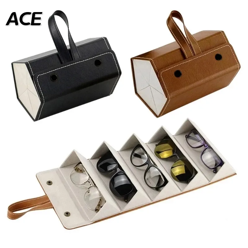 

Travel Sunglasses Organizer Folding Design 6Slots PU Eyeglasses Storage Case Box Multiple Hanging Eyewear Holder Display