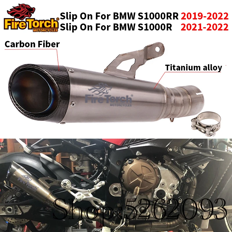 Slip On For BMW S1000RR S1000R 2019 2020 2021 2022 Motorcycle Exhaust Escape Moto Modify Middle Link Pipe Titanium Alloy Muffler