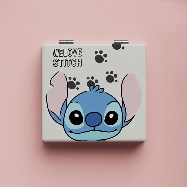 Фото Новое маленькое зеркало Kawaii Stitch, портативное зеркало для девочек, милое портативное складное ручное флип-зеркало для макияжа, Рождественский подарок для девочек №5