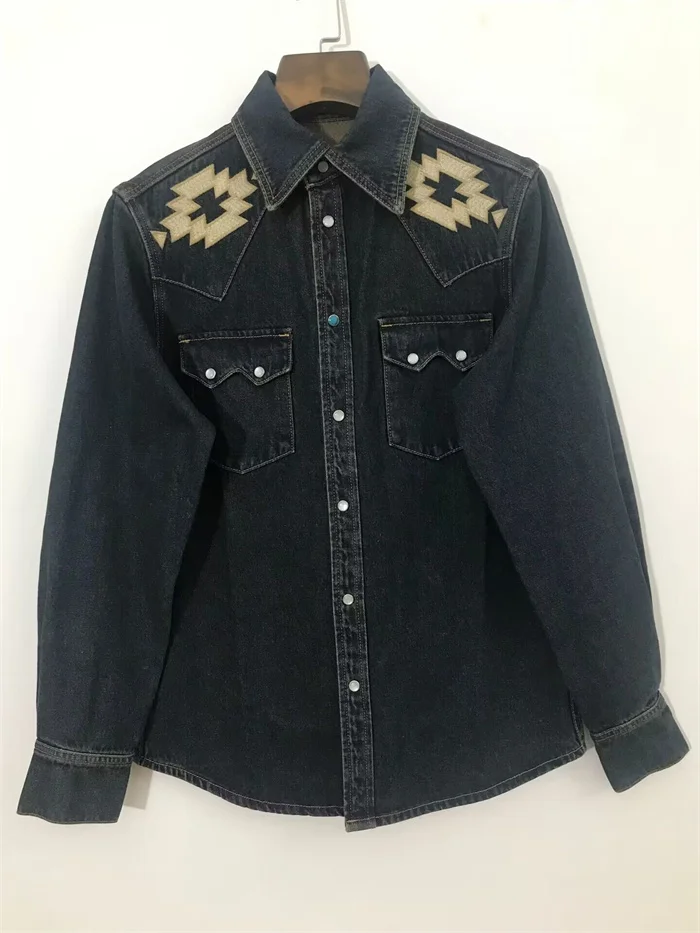 

Men's 100%Cotton Denim Vintage Western Shirt