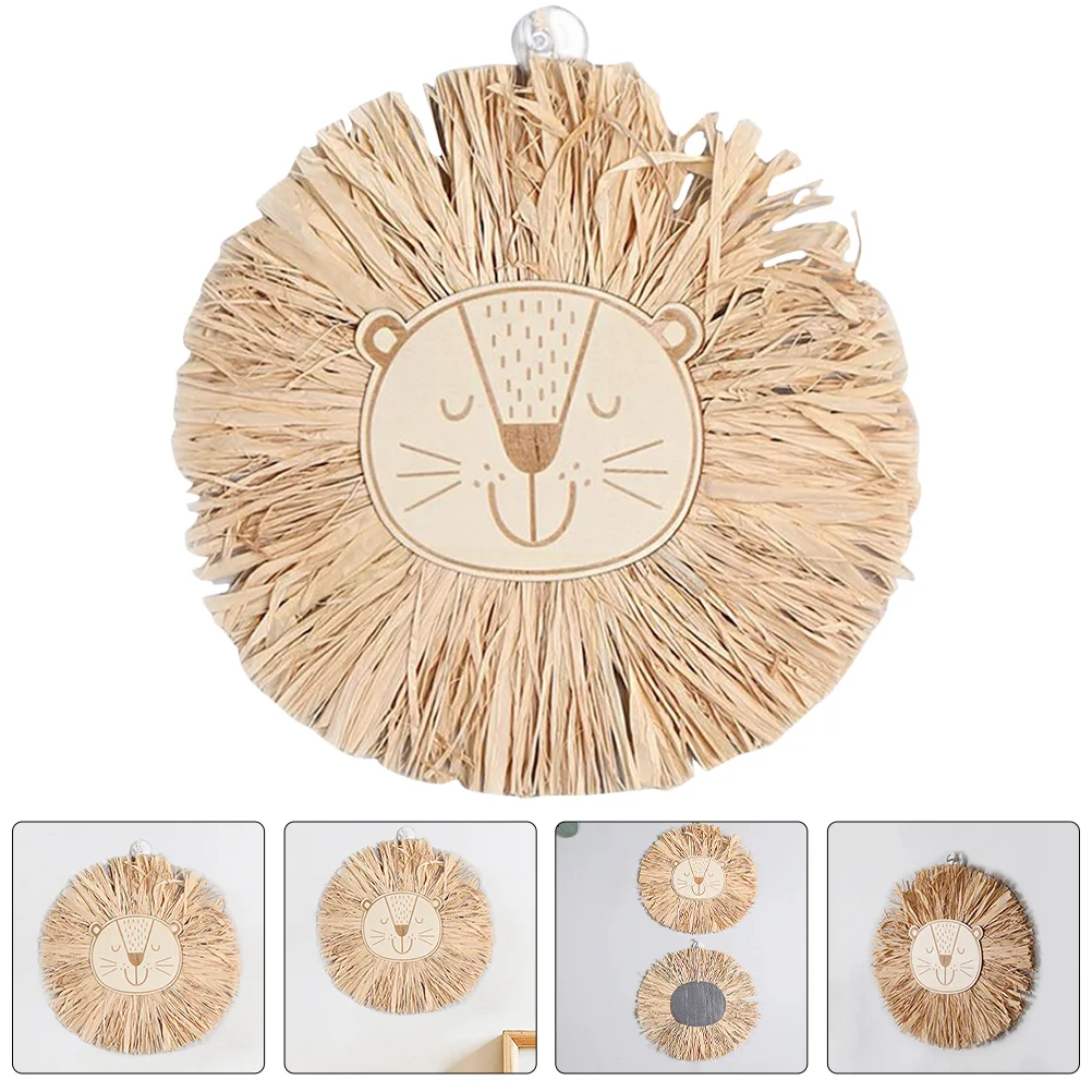 

Wall Hangings Kids Room Ornament Raffia Animal Head Boho Decor Rustic Style Woven Bohemian Home Decorative Tassel Crafts