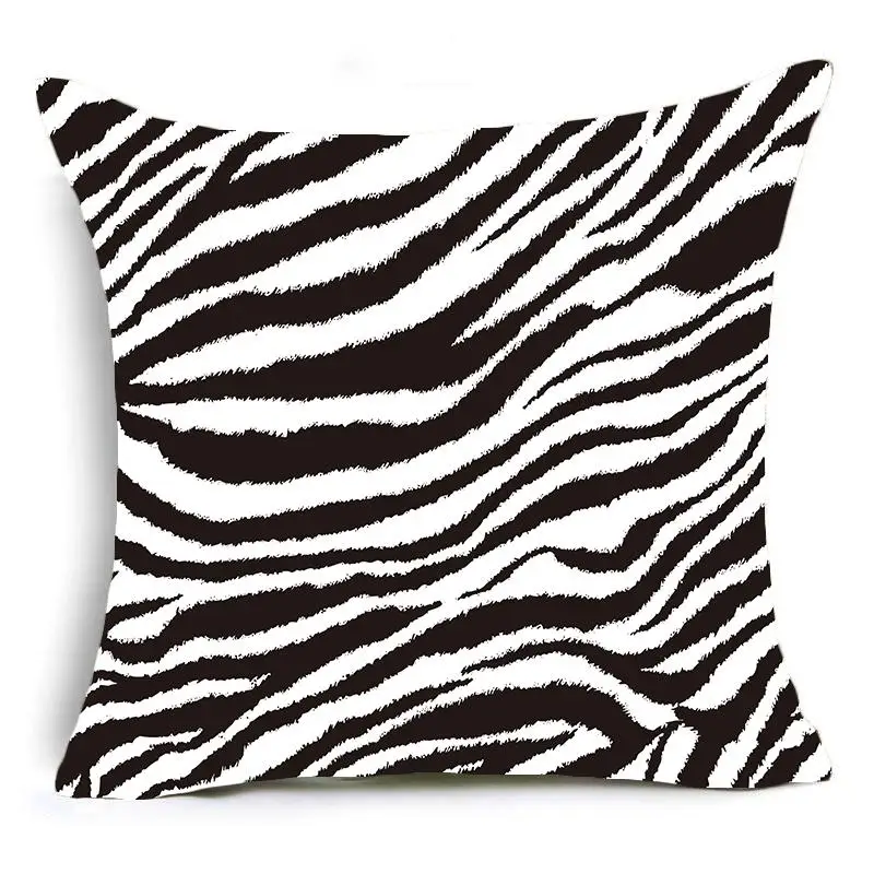 Animal Printed Pillowcase Leopard Tiger Zebra Cow Snake Printed Cushion Cover Home Sofa Chair Decoration Square Pillowcase images - 6