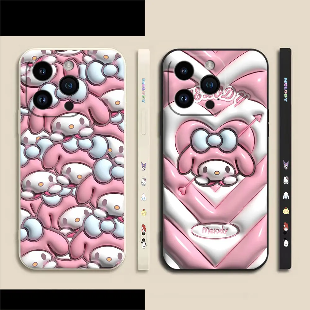 

Lucky Cute My Melody Phone Case For iPhone 14 13 12 11 Pro XS Max Mini X XR SE 7 8 6 6S Plus Colour Liquid Case Funda Shell Capa