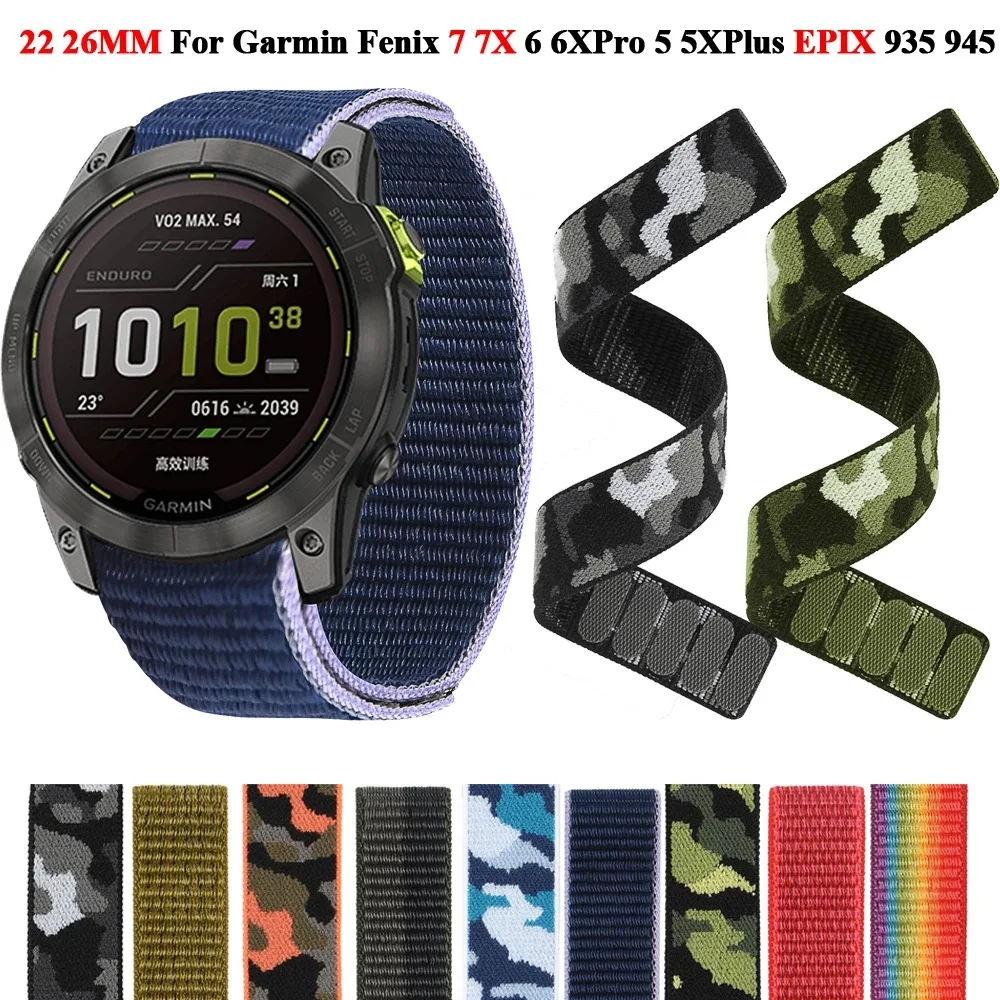 

26mm 22mm Sport Nylon Strap Wristband for Garmin Fenix 7X 7 6X 6 Pro 5X 5 3HR Forerunner 935 Smart Watch Quick Release Bracelet
