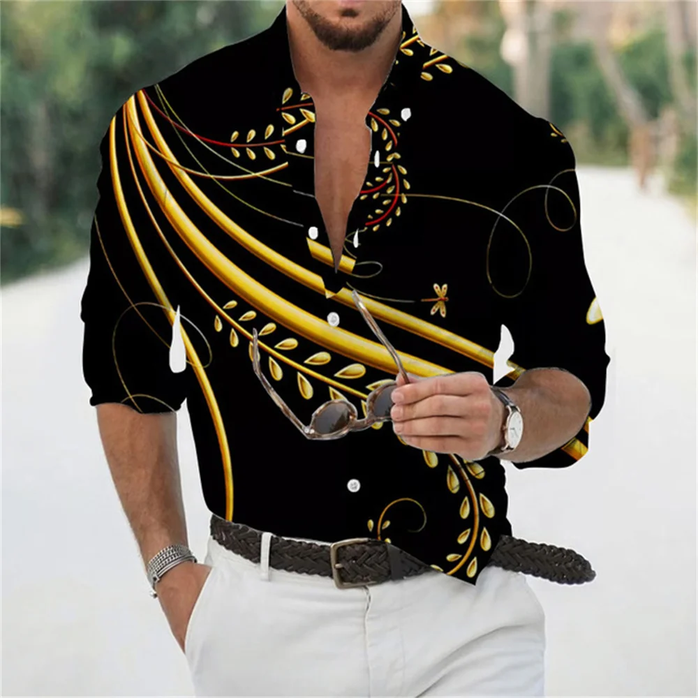 

Fashion Long Sleeve Men's Shirts Cool 3d Digital Printing Tops 2022 Autumn New Casual Turndown Collar Clothes for Men S-4XL Tops