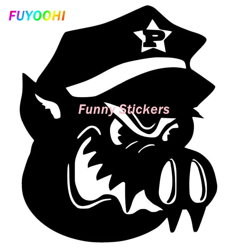 

FUYOOHI Exterior/Protection Funny Stickers Creative Personality Angry Pig Police Funny Motorcycle Suitable Sunscreen PVC Decals