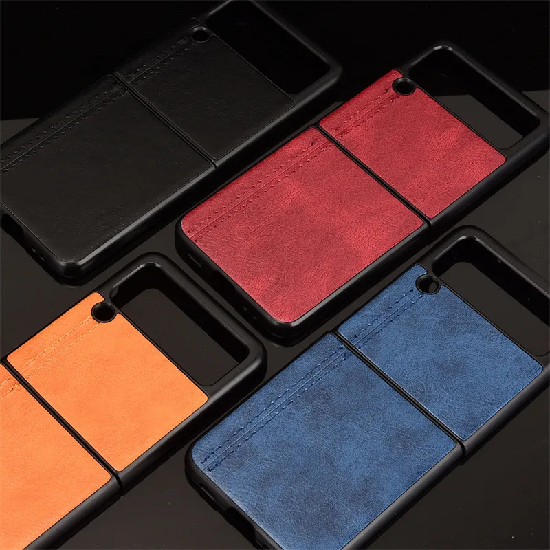 For Samsung Galaxy Z Flip3 Flip4 Case Soft PU Leather Protective Cover Luxury Shockproof Shell for Galaxy Z Flip 3 Flip 4 Case