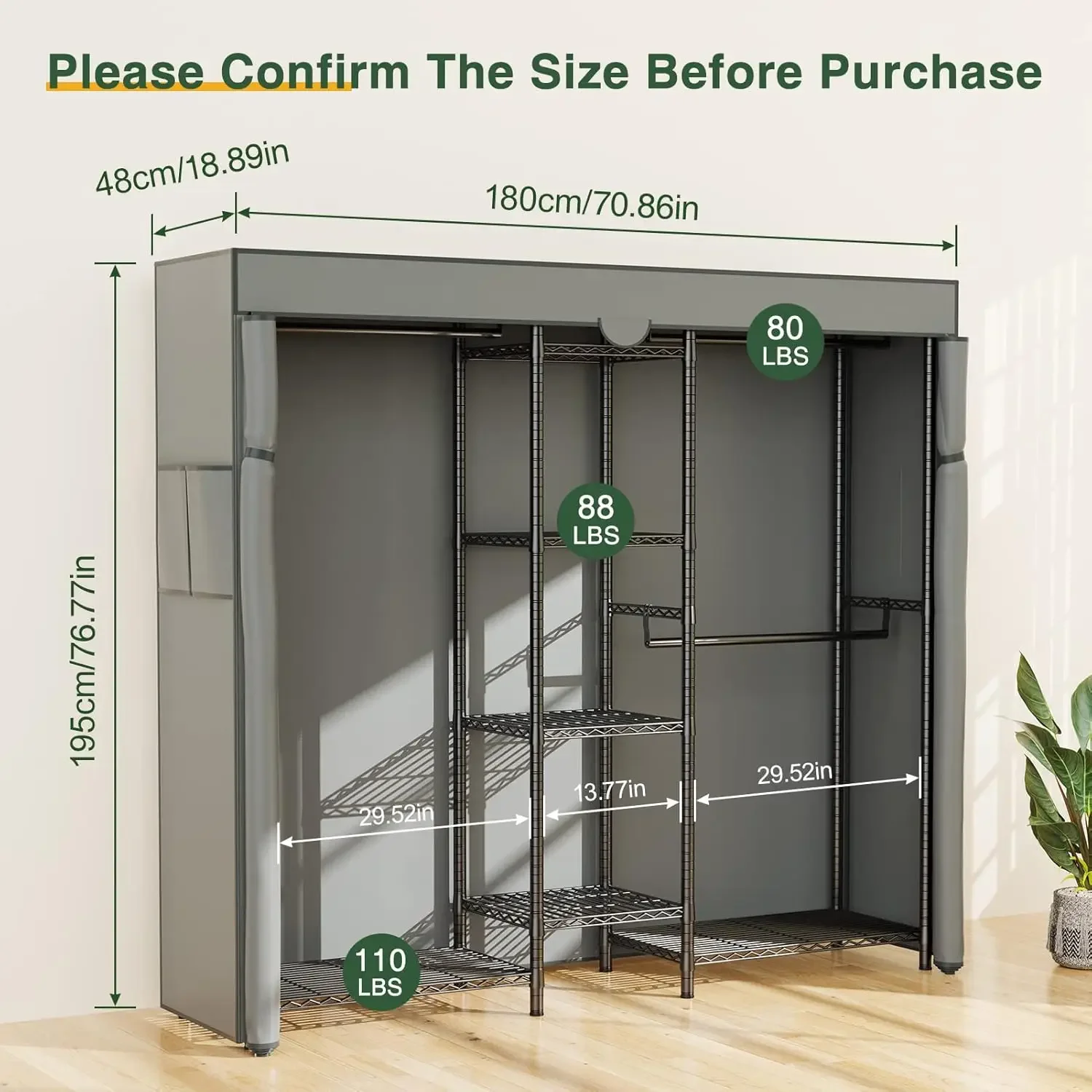 Сверхмощная проволочная вешалка для одежды с серой чехлом из ткани Оксфорд —