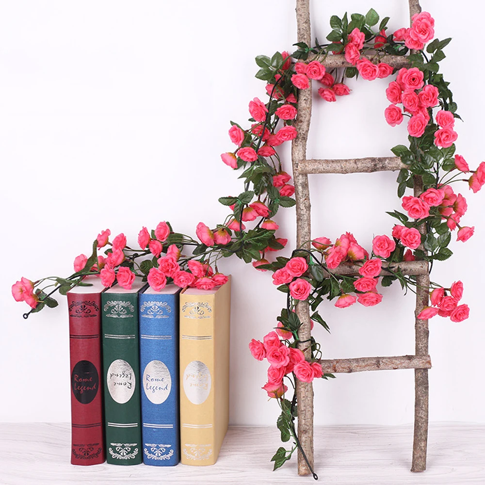 

1.8M Artificial Rose Flower Garland Fake Plant Vine 69 Heads Flowers Christmas Home Room Decor Garden Arch DIY Wedding Supplies