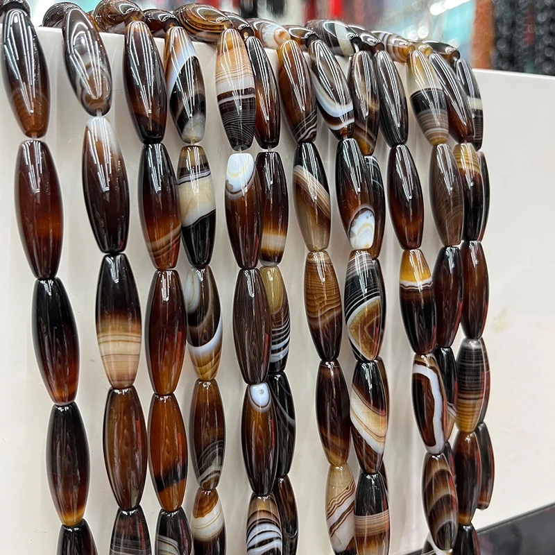 

Бусины из натурального камня Sardonyx, овальные бусины из кофейного агата DZI Oliva, рисовые трубки для изготовления ювелирных изделий, аксессуары ...