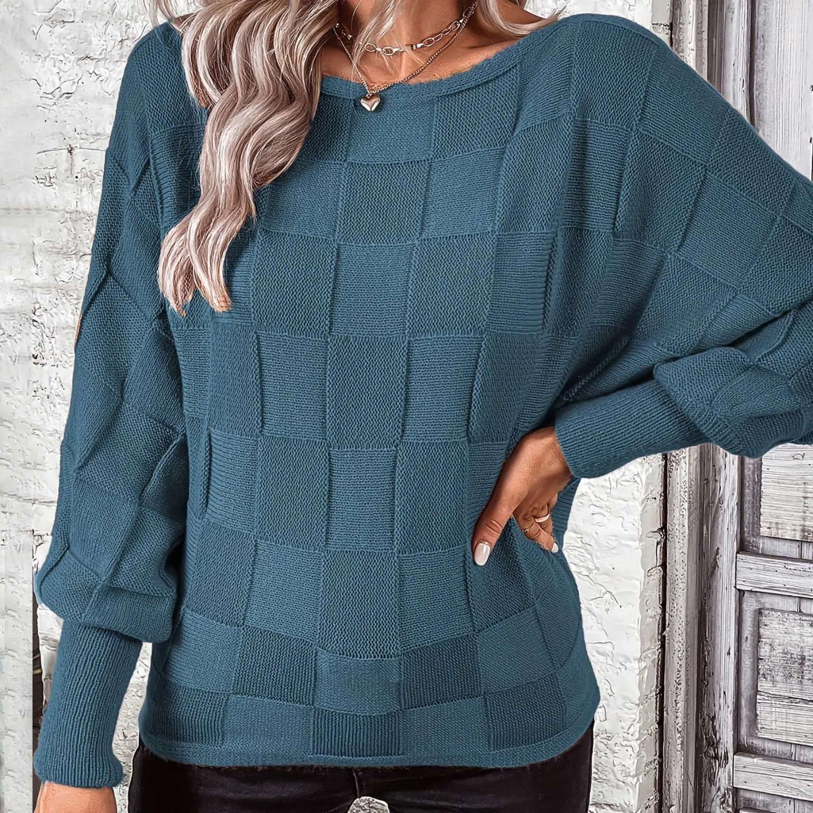 Женские однотонные повседневные элегантные свободные свитера с круглым вырезом