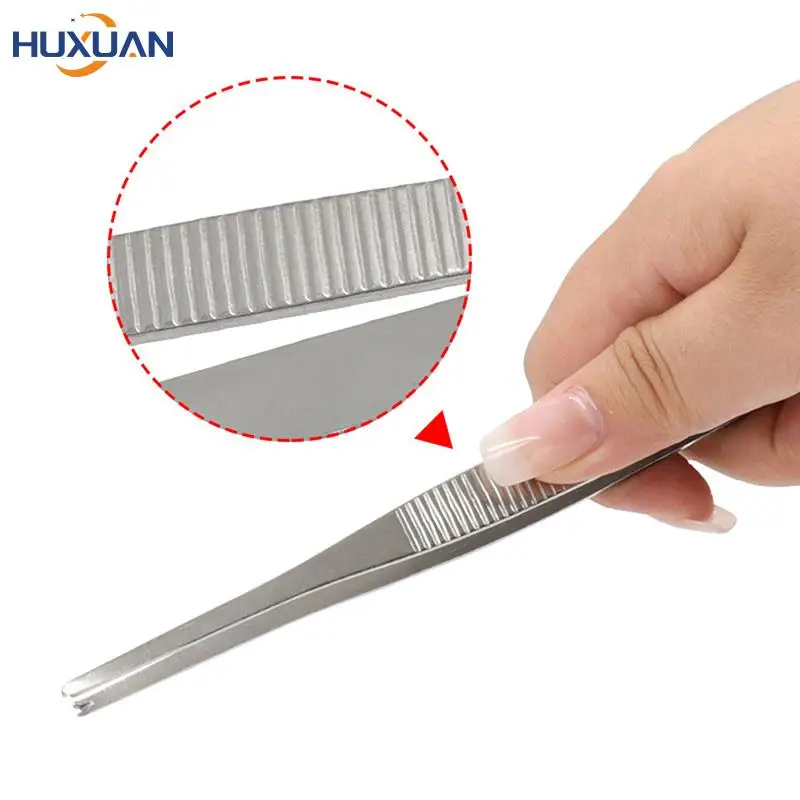 

5Inch 125mm Stainless Steel Toothed Tweezer Home Tissue Tweezers Precise Grip Hook Head Heat Resistant Assembly/repair Hand Tool