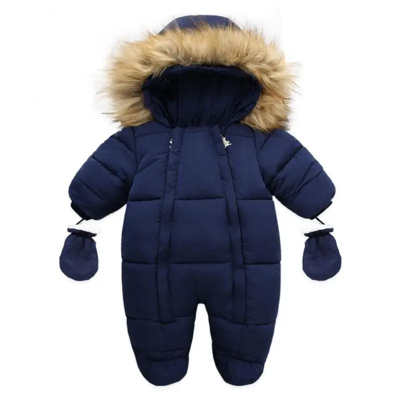 

New Thick Warm Infant Baby Jumpsuit Hooded Inside Fleece Boy Girl Winter Autumn Overalls Children Outerwear Kids Snowsuit Hooded