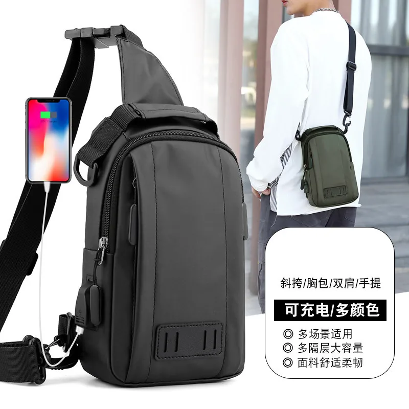 New multi-functional Chest Pack Waterproof Nylon Fabric Oblique Satchel Fashion men's Single Shoulder Bag Charge Chest Package