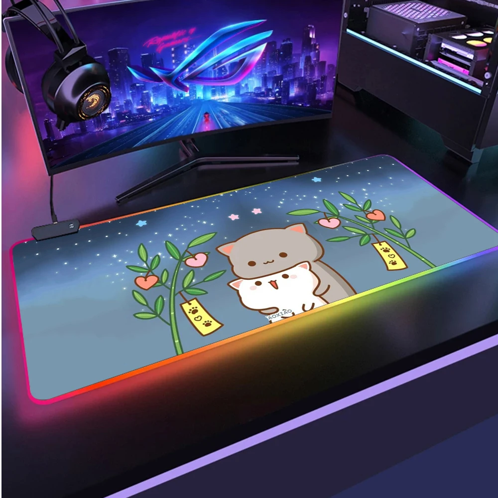 

Настольный коврик RGB, коврик для мыши, настольные милые игровые аксессуары, игровая консоль, Резиновый Большой Коврик Для Мыши для ПК, коврик...