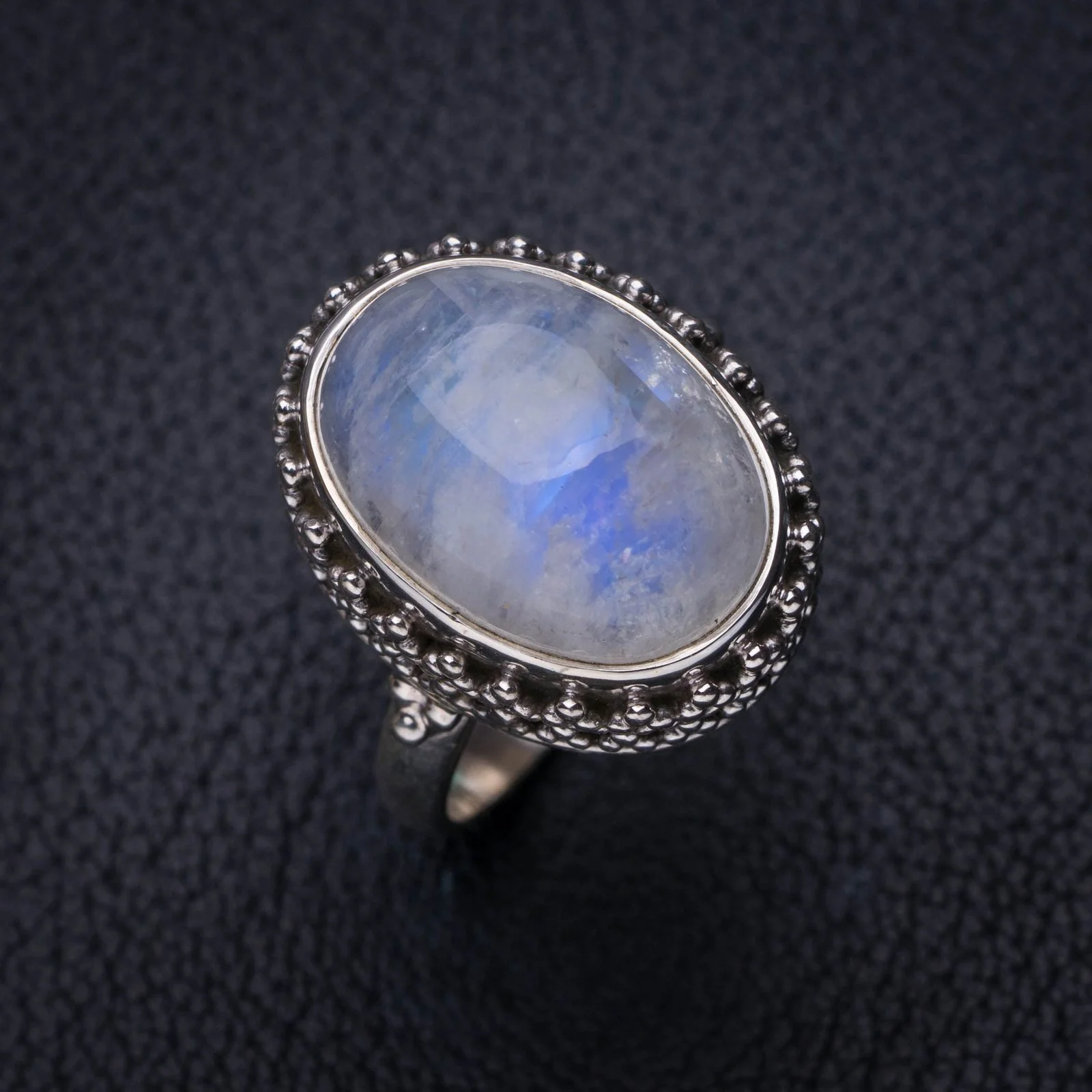 

StarGems природный лунный камень ручной работы 925 пробы Серебряное кольцо 8,75 E8931