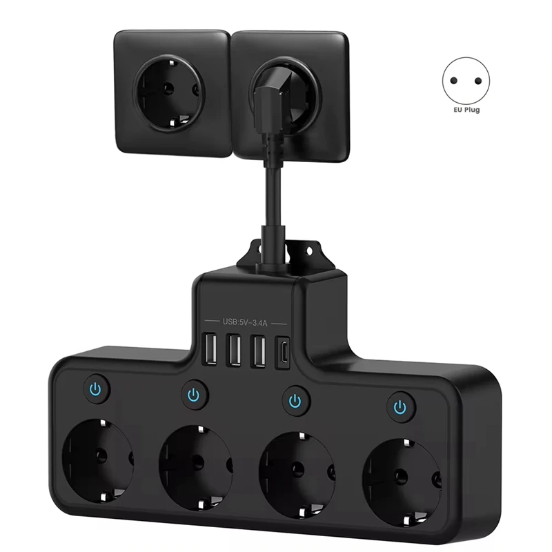 16А 4000 Вт 4-сторонний удлинитель индивидуально переключаемый несколько