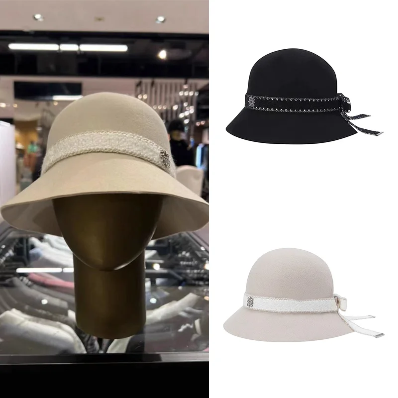 

Женская шляпа с широкими полями Golf 23, осенне-зимняя Солнцезащитная шляпа от солнца и солнца, Рыбацкая шляпа с бантом и лентой, элегантная винтажная Кепка для гольфа