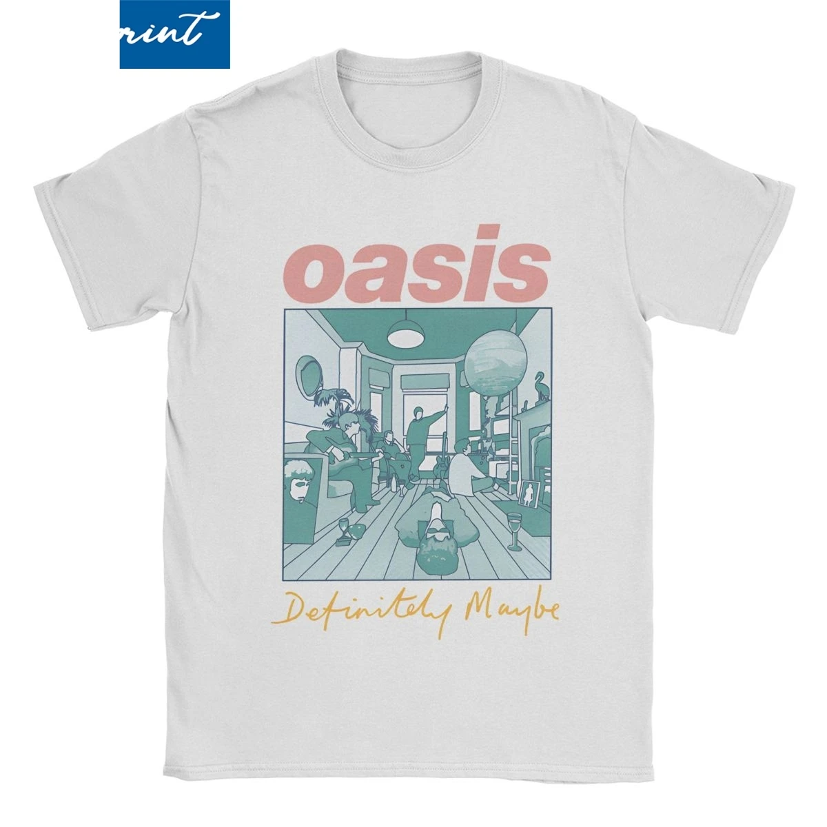 Мужские и женские футболки Definitely Maybe Artwork Band Забавные хлопковые с короткими