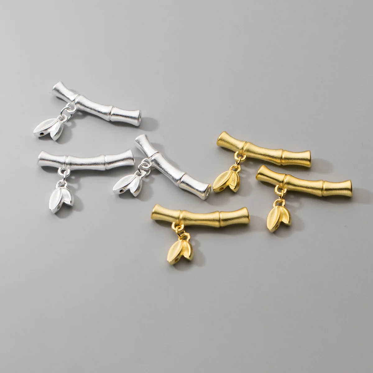 1Pcs S925 Sterling Silver Leaf Bamboo Bend Tube DIY Bracelet Necklace Making Fine Jewelry Finds