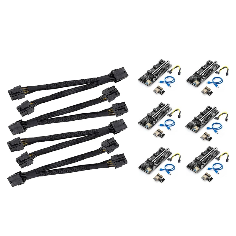 

4Pcs 8 Pin PCI-E PCI Express Graphics Video Card & 6Pcs VER009 Express 1X 4X 8X 16X Extender Pcie Riser Adapter Card