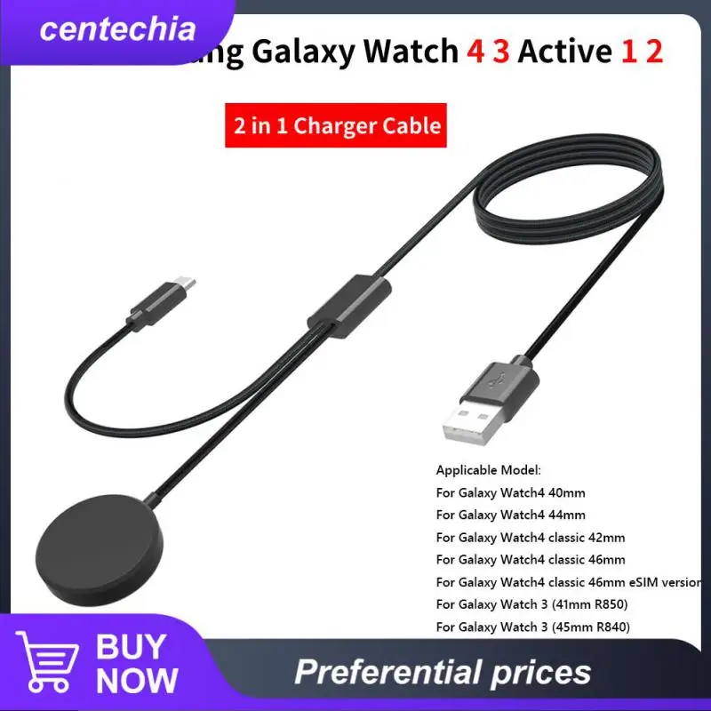 

2 In 1 Usb-c Charging Cable Adapter Dock Cord For Samsung Galaxy Watch3/4/4 Classic Active 1/2 Smart Watch Wireless Charger