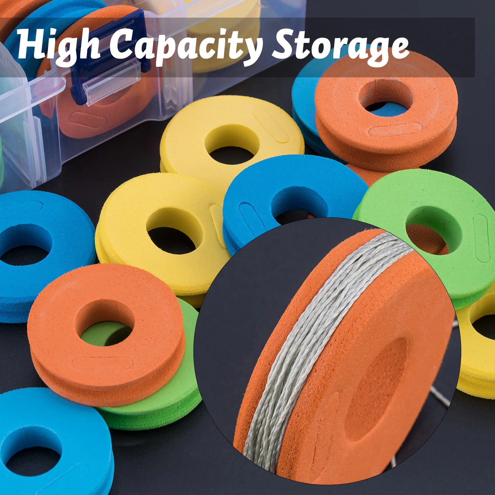 60pcs EVA Foam Spools Carp Fishing Rig Winders Line Leader with 40pcs Pins Wire Board Winding Line Board Hook Rig Storage Pesca