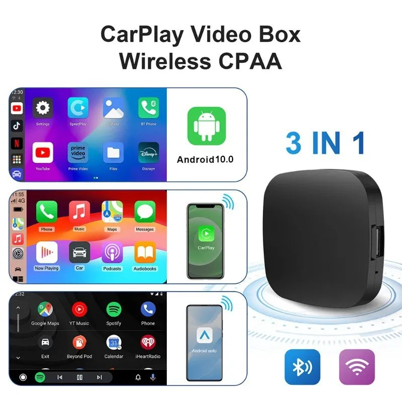 Фото Evean CarPlay Ai Box Android 10 2 + 32 ГБ 4-ядерный беспроводной CarPlay Android Auto YouTube Netflix №4